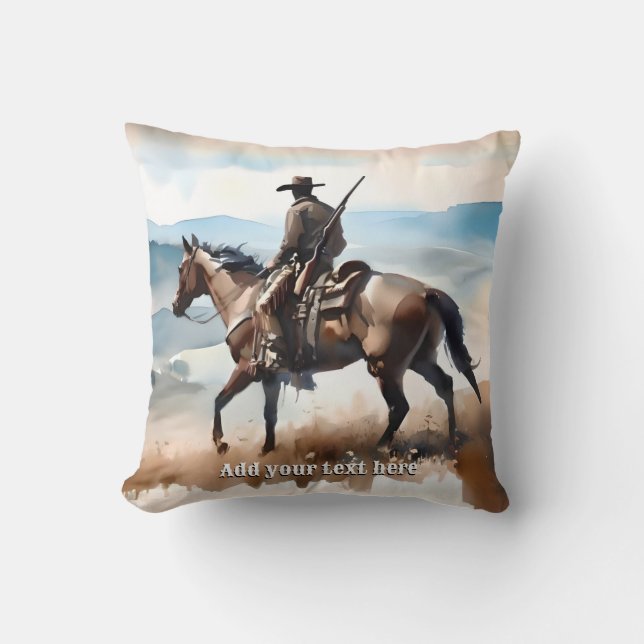Modern Cowboy Riding a Horse Kudde (Framsida)