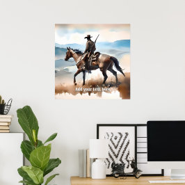 Modern Cowboy Riding a Horse Poster