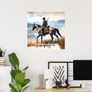 Modern Cowboy Riding a Horse Poster