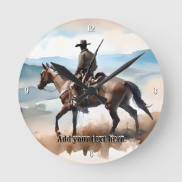 Modern Cowboy Riding a Horse Rund Klocka
