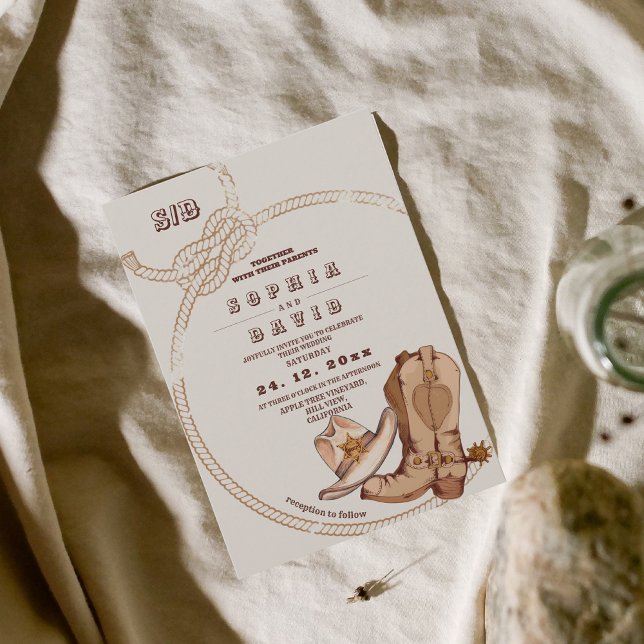 Modern Cowboy Western Wedding  Inbjudningar (Skapare uppladdad)