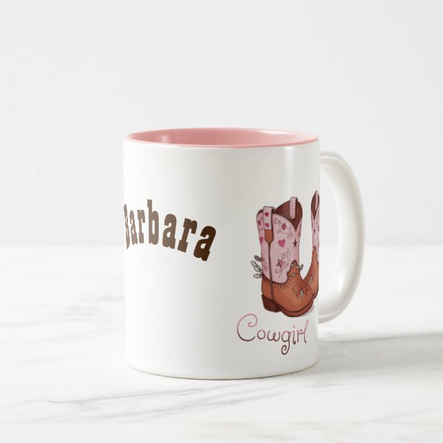 Modern Cowgirl Boots | Cute Westernare Stil Två-Tonad Mugg (Framsida höger)