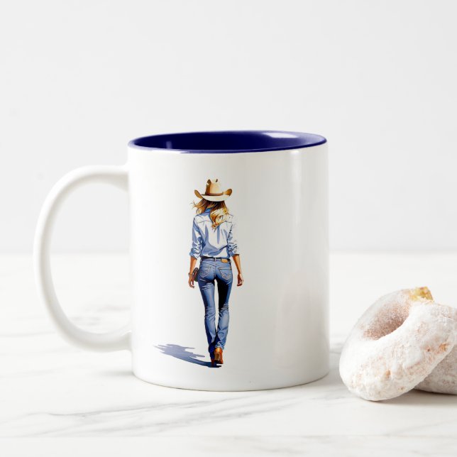 Modern Cowgirl Promenad Två-Tonad Mugg (Med munk)