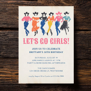 Modern Cowtjejer Line Dance Vuxen Födelsedagsfest Inbjudningar