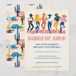 Modern Cowtjejer som dansar Vuxen 30års födelsedag Inbjudningar