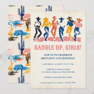 Modern Cowtjejer som dansar Vuxen 30års födelsedag Inbjudningar