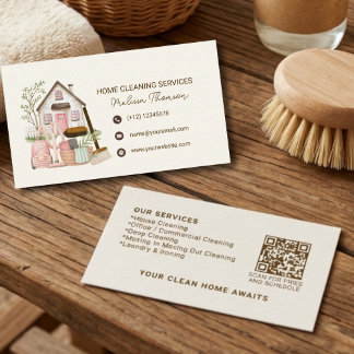Modern Cozy Professional House Cleaning  Visitkort
