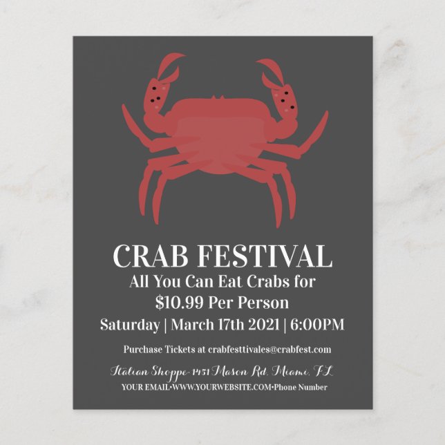 Modern Crab Festival Crab Restaurant Fundraiser Flygblad (Framsidan)