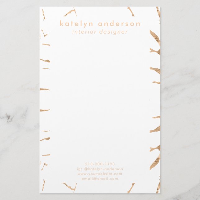 Modern Cracks White Guld White Stylist-Professione Brevpapper (Framsida)