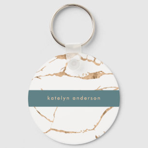 Modern Cracks White Guld White Stylist-Professione Nyckelring