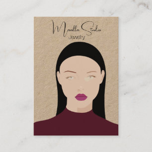 Modern Craft Long Hair Girl Earring Visning Card Visitkort