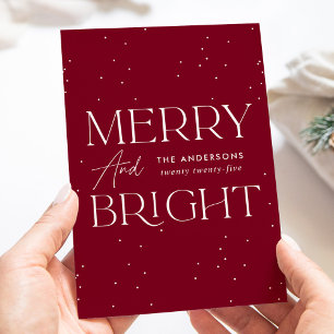Modern Cranberry Merry and Bright Icke-Foto Julkort
