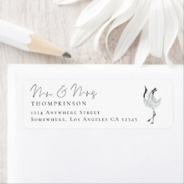 Modern Crane Script, mrs Bröllop Returadress Etikett
