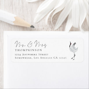 Modern Crane Script, mrs Bröllop Returadress Etikett