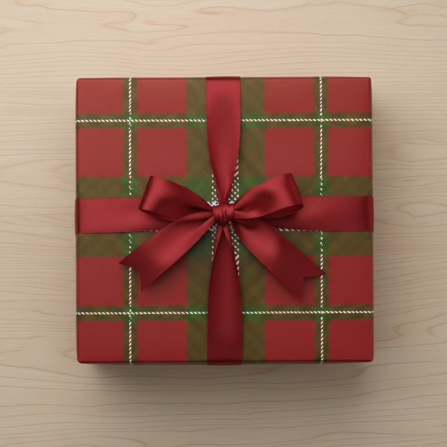 Modern Crawford Tartan Presentpapper (Rustic Green Buffalo Plaid Wrapping Paper)
