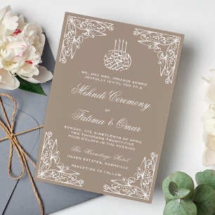 Modern Cream Beige Islamic Henna Mehndi Ceremony Inbjudningar