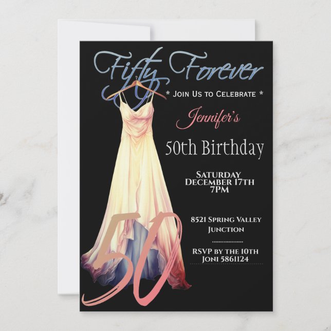 Modern Cream Black Digital Art 50:e Inbjudningar (Framsida)