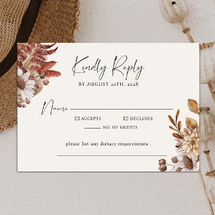 Modern Cream Boho-minimalistskript Bröllop OSA Kort