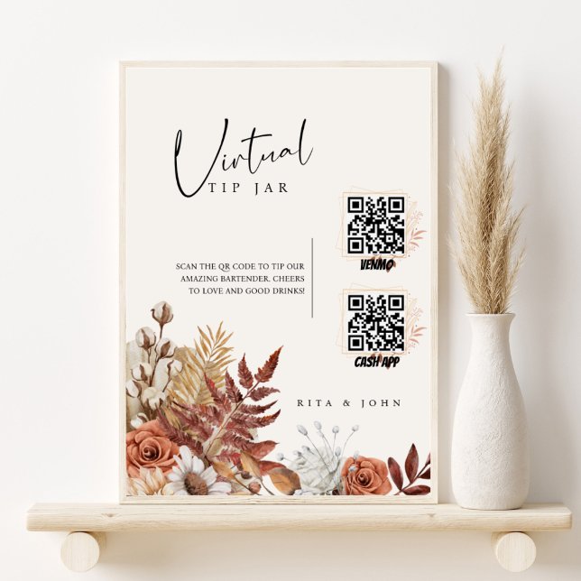 Modern Cream Boho Tip din Bartender Bröllop-signal Poster (Skapare uppladdad)