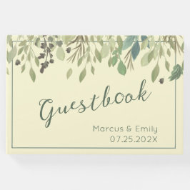 Modern Cream & Eucalyptus Bröllop Guest Bok