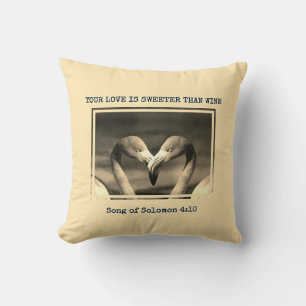 Modern Cream Flamingo Valentines day Christian Kudde