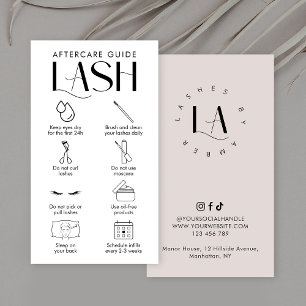 Modern Cream Lash Extensions Aftercare Salon Logot Visitkort