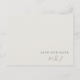 Modern Cream Monogram Spara vykortet för datum Vykort