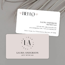 Modern Cream Neutralt Aesthetician Elegant Logotyp Visitkort