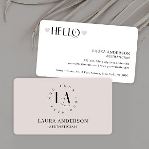 Modern Cream Neutralt Aesthetician Elegant Logotyp Visitkort