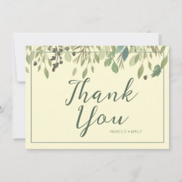 Modern Cream- och eukalyptus-Tack-kort Tack Kort