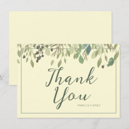 Modern Cream- och eukalyptus-Tack-kort Tack Kort