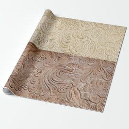 Modern Cream och Tan Tooled Leather Presentpapper