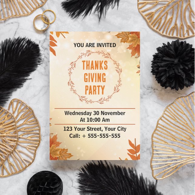 Modern Cream Thanksgiving Party Inbjudningar (thanksgiving party invitation card)