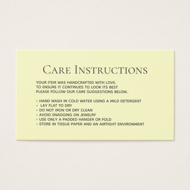 Modern Cream Tvätt Care Clothing Packaging Visitkort (Framsidan)