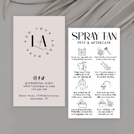 Modern Cream & White Elegant Spray Tan-eftervård Visitkort