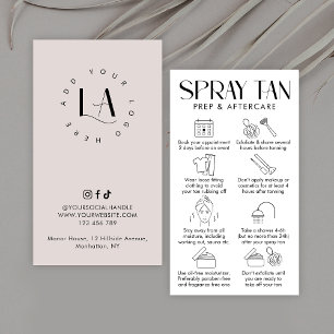 Modern Cream & White Elegant Spray Tan-eftervård Visitkort
