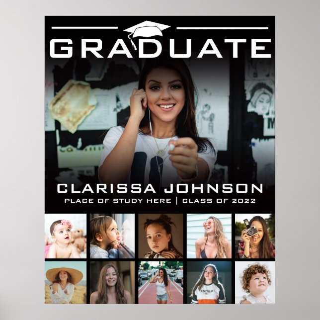 Modern Create Your Own Graduation Photo Collage  Poster (Framsidan)