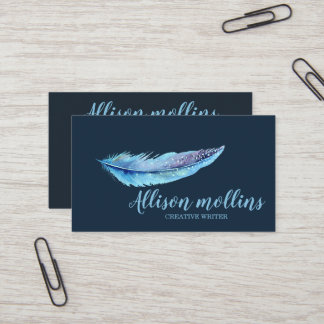 Modern Creative Writer Feather Logo Visitkort