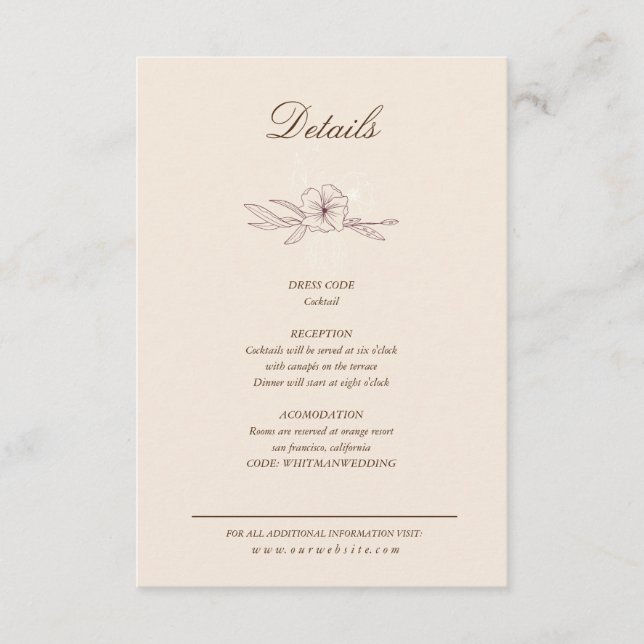 Modern Crème Blomsterdetaljer Följekort Tilläggskort (Framsida)