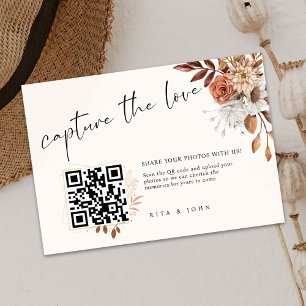 Modern Crème Boho Capture The Love QR-kod Tilläggskort