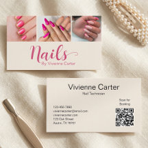 Modern Crème Rosa Skrift 3 Foto Nagel QR-kod