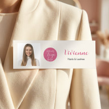 Modern Crème Rosa Skrift Logotyp Foto Nagelsalong