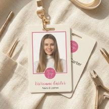 Modern Crème Rosa Skript Logotyp Foto Nagelsalong