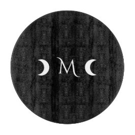 Modern Crescent Måne Black and White Monogram
