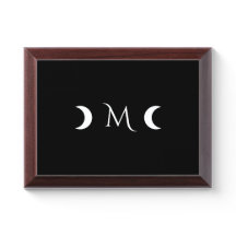 Modern Crescent Måne Black and White Monogram