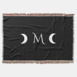 Modern Crescent Måne Black and White Monogram Filt