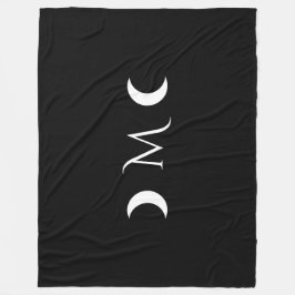 Modern Crescent Måne Black and White Monogram Fleecefilt