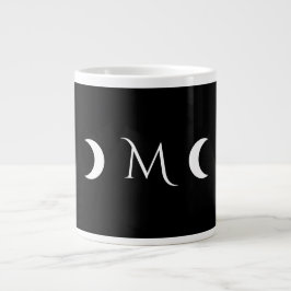 Modern Crescent Måne Black and White Monogram Jumbo Mugg