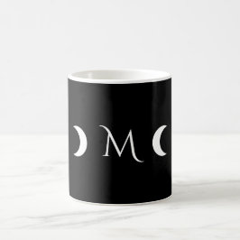 Modern Crescent Måne Black and White Monogram Kaffemugg