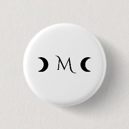 Modern Crescent Måne Black and White Monogram Knapp